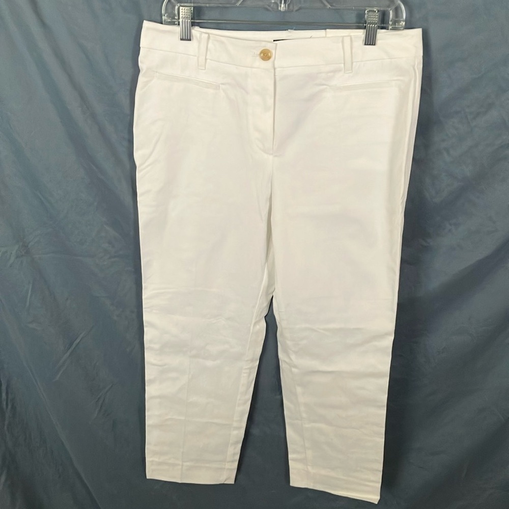 Ann Taylor Petite: White Mid Rise “The Crop” Pants- cotton blend- 8P